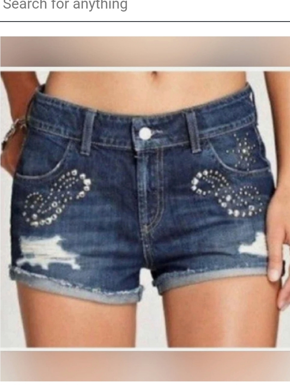 Guess Dark Blue Studded Cutoff Denim Short Shorts 26